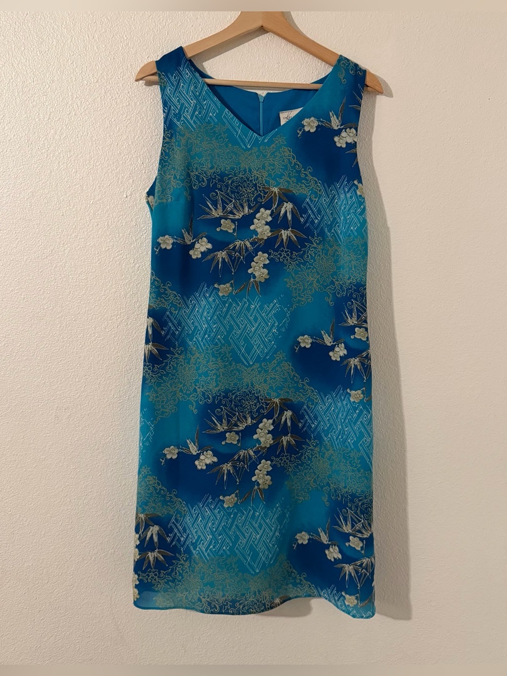 Kathie Lee Collection Teal Floral Sleeveless Shift Dress Size Medium 8/10